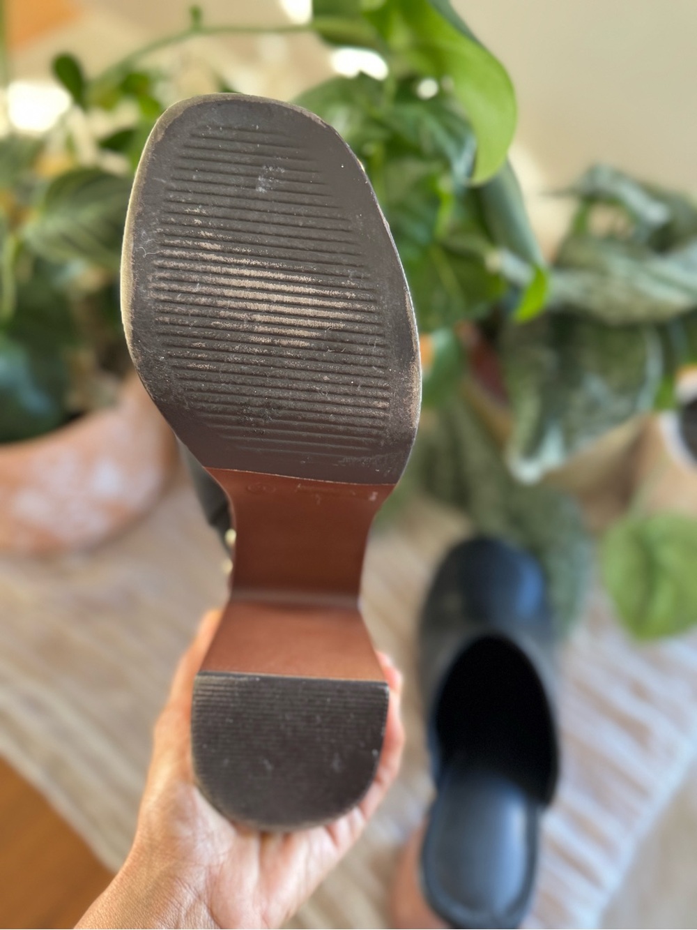 Black Leather Platform Clog - Picture 3 of 6